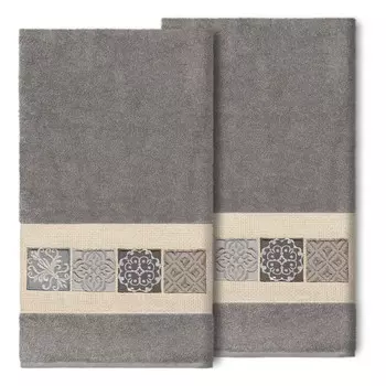 Полотенце с украшением Linum Home Textiles Vivian, темно-серый