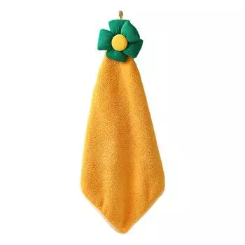 Полотенце со шнурком, мягкое на ощупь, удобное, коралловое флисовое, в форме подсолнуха, подвесная салфетка для кухни, повседневного использования, темно-розовое Stuttg, желтый