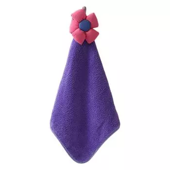 Полотенце со шнурком, мягкое на ощупь, удобное, коралловое флисовое, в форме подсолнуха, подвесная салфетка для кухни, для ежедневного использования, желтое Stuttg, фиолетовый