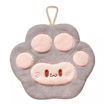 Полотенце Суперабсорбент из микрофибры Высокая эффективность Контрастный цвет Наклонная петля Сухие руки Коралловый флис Мультяшная форма кошачьей лапы Чистящее полотенце Кухонный инструмент - Фиолетовый Stuttg, серый