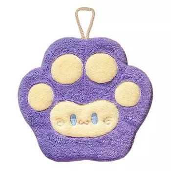 Полотенце супервпитывающее из микрофибры, высокая эффективность, контрастный цвет, наклонная петля, сухие руки, коралловый флис, мультяшная форма кошачьей лапы, чистящее полотенце, кухонный инструмент, светло-бежевый Stuttg, фиолетовый