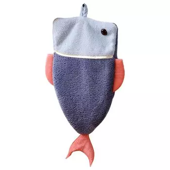 Полотенце толстое двухслойное коралловое флисовое полотенце с мультяшной рыбой для ванной комнаты с кофе Stuttg, темно-синий