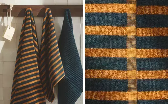 Полотенце в цветную полоску Zara Home, цвет Dark Petrol Blue