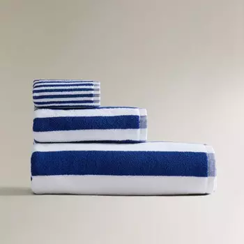 Полотенце Zara Home Blue Striped Cotton, синий/белый