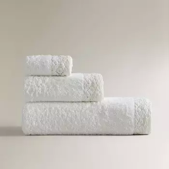 Полотенце Zara Home Cotton With A Crochet Border, желтовато-белый
