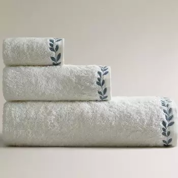 Полотенце Zara Home Embroidered Laurel, желтовато-белый
