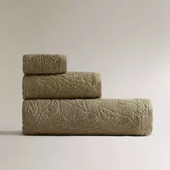 Полотенце Zara Home Floral Jacquard Cotton, хаки