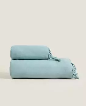 Полотенце Zara Home Linen And Cotton, бирюзовый