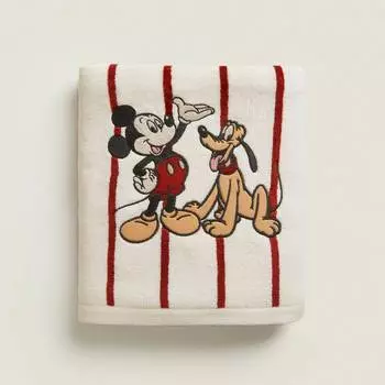Полотенце Zara Home Mickey Disney Embroidered Velour, белый/красный