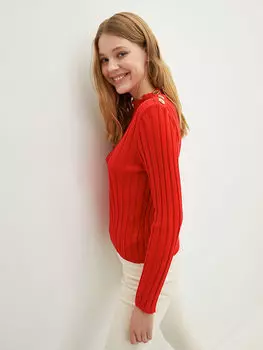 Половина водолазки прямой с длинным рукавом женский трикотажный свитер LCW Casual