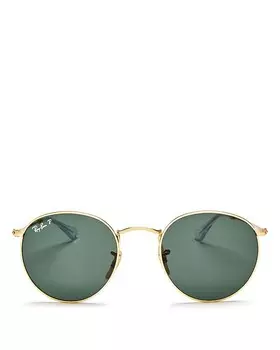 Поляризационные круглые солнцезащитные очки Ray-Ban, 50 мм, золотой