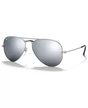 Поляризационные солнцезащитные очки, RB3025 AVIATOR MIRROR Ray-Ban, серебро