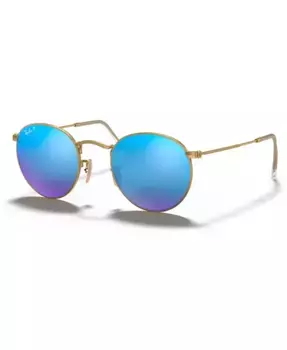 Поляризационные солнцезащитные очки, RB3447 ROUND FLASH LENSES Ray-Ban, золотой