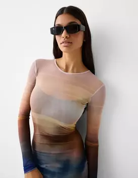 Поляризованные прямоугольные солнцезащитные очки Bershka, черный