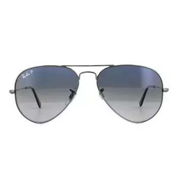 Поляризованные синие серые солнцезащитные очки Aviator Gunmetal Ray-Ban, серый