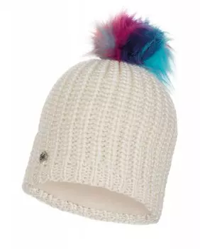 Полярная женская шапка с помпоном Buff, кремовый