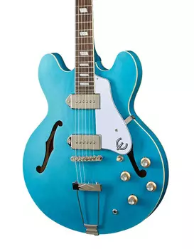 Полуакустическая электрогитара Epiphone Casino, потертая синяя джинсовая ткань ETCAWBDNH1