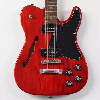 Полуакустическая электрогитара Fender Jim Adkins JA-90 Telecaster Thinline — темно-красная прозрачная с накладкой из индийского лавра Jim Adkins JA-90 Telecaster Thinline Semi-hollowbody Electric Guitar