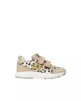 Полукеды для девочек из замши и технической ткани с леопардовым принтом Naturino, золотой