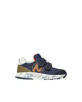 Полукеды для мальчика из замши и повседневной технической ткани Naturino, светло-синий