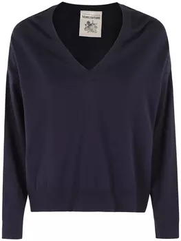 Полукутюрный хлопковый джемпер Semicouture, синий