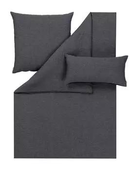 Полульняное летнее постельное белье Estella 155х220 Alvaro антрацит uni 2251-920