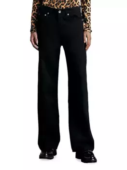 Полулегкие широкие брюки Logan Rag & Bone, черный