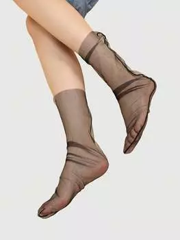 Полуносочки ROMWE Goth, прозрачные, чёрные, сетка, черный цвет