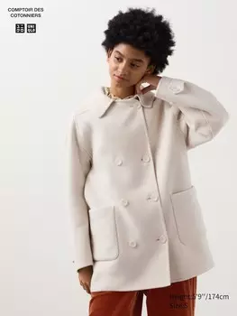 Полупальто из смеси шерсти Uniqlo, белый