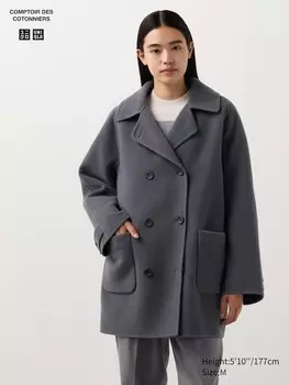 Полупальто из смеси шерсти Uniqlo, серый
