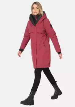Полупальто Наваху "Snowelf", зимнее пальто с высоким воротником и большим капюшоном Navahoo, бордовый