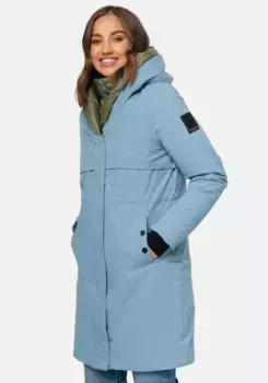 Полупальто Наваху "Snowelf", зимнее пальто с высоким воротником и большим капюшоном Navahoo, синий