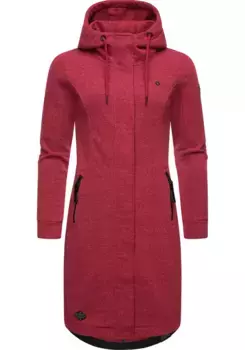 Полупальто Ragwear "Letti Long", переходная куртка из флиса с капюшоном, малиновый