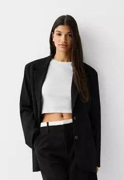 Полупальто RELAXED Bershka, цвет black