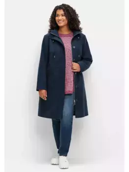 Полупальто Sheego "Большие размеры", легкого А-силуэта, с завышенной талией, синий