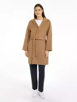 Полупальто Tommy Hilfiger "REG DF WOOL BELTED COAT", с поясом, цвет Light Sepia Brown
