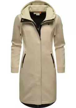 Полупальто в стиле Ragwear "Letti Long Bonded", переходное пальто из ребристой вязки с капюшоном, цвет Ecru