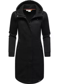 Полупальто в стиле рэгвир "Letti Long Bonded", переходное пальто из ребристой вязки с капюшоном Ragwear, черный