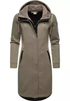 Полупальто в стиле рэгвир "Letti Long Bonded", переходное пальто из ребристой вязки с капюшоном Ragwear, коричневый