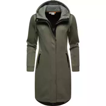 Полупальто в стиле рэгвир "Letti Long Bonded", переходное пальто из ребристой вязки с капюшоном Ragwear, зеленый