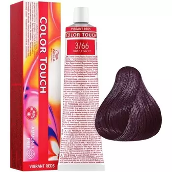 Полуперманентная краска для волос Professionals Color Touch 3/66 Vbrant Red, 60 мл, Wella