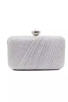 Полуплиссированный вечерний клатч с крупной ромбовидной застежкой Kitise, серебро