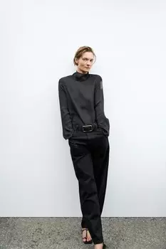 Полупрозрачная блузка с эффектом изготовления ZARA, черный