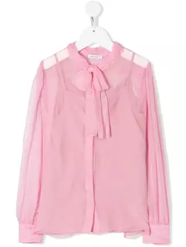 Полупрозрачная блузка с бантом Dolce & Gabbana Kids, розовый