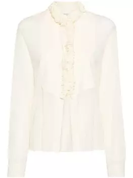 Полупрозрачная блузка с оборками Philosophy Di Lorenzo Serafini, бежевый