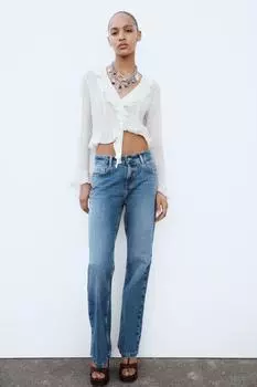 Полупрозрачная блузка с оборками ZARA, экрю
