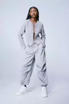 Полупрозрачная блузка с завязкой спереди H&M, серый