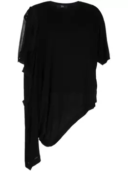 Полупрозрачная футболка асимметричного кроя Y's, черный