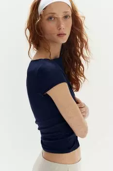 Полупрозрачная футболка H&M, синий