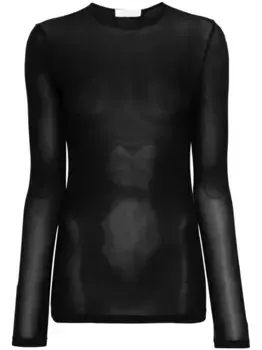 Полупрозрачная футболка с длинными рукавами Rabanne, черный